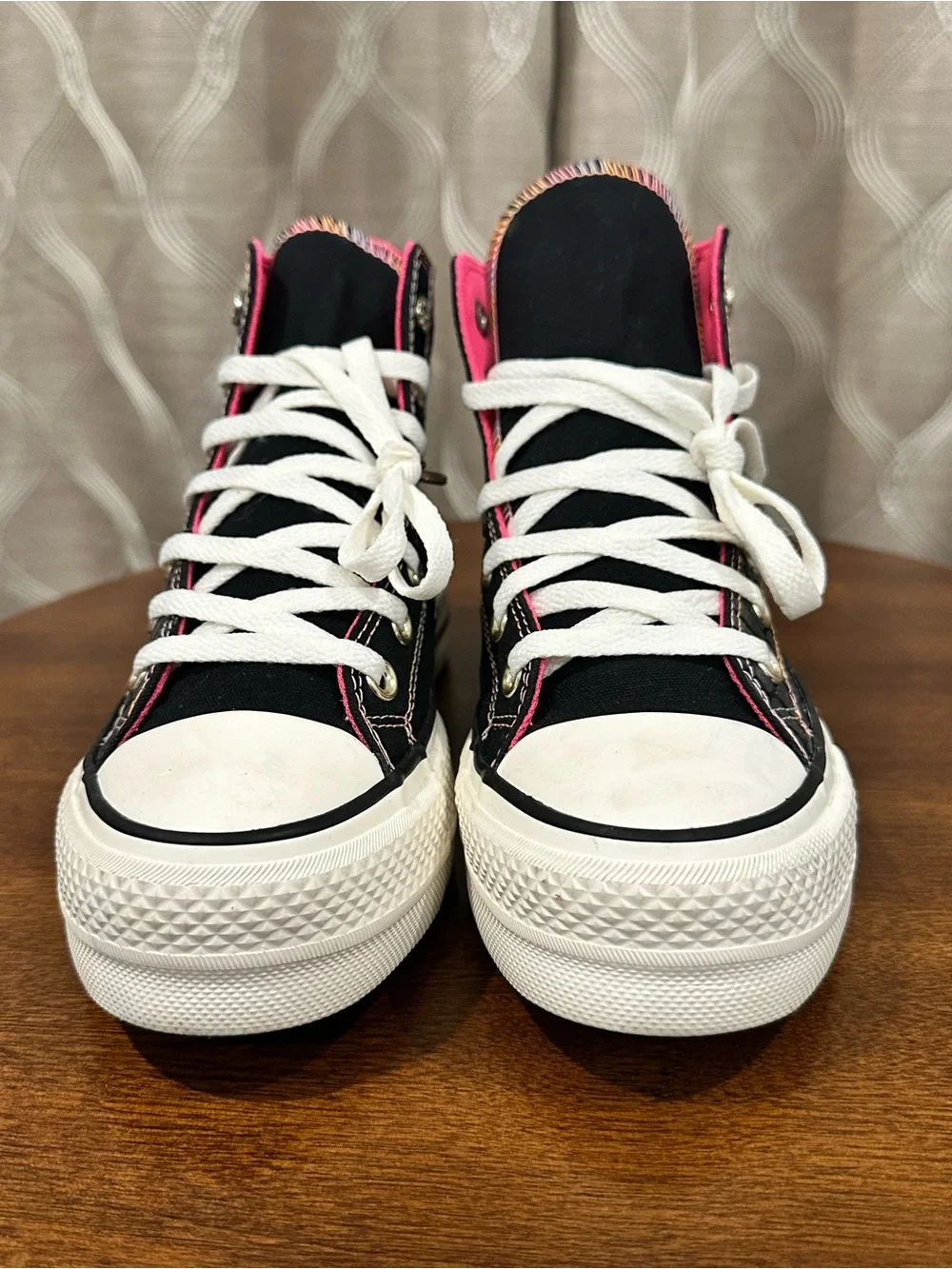 Converse All Star Lift Women’s Leather High Top Sneakers - Black Pink Size 7.5 - Picture 6 of 12